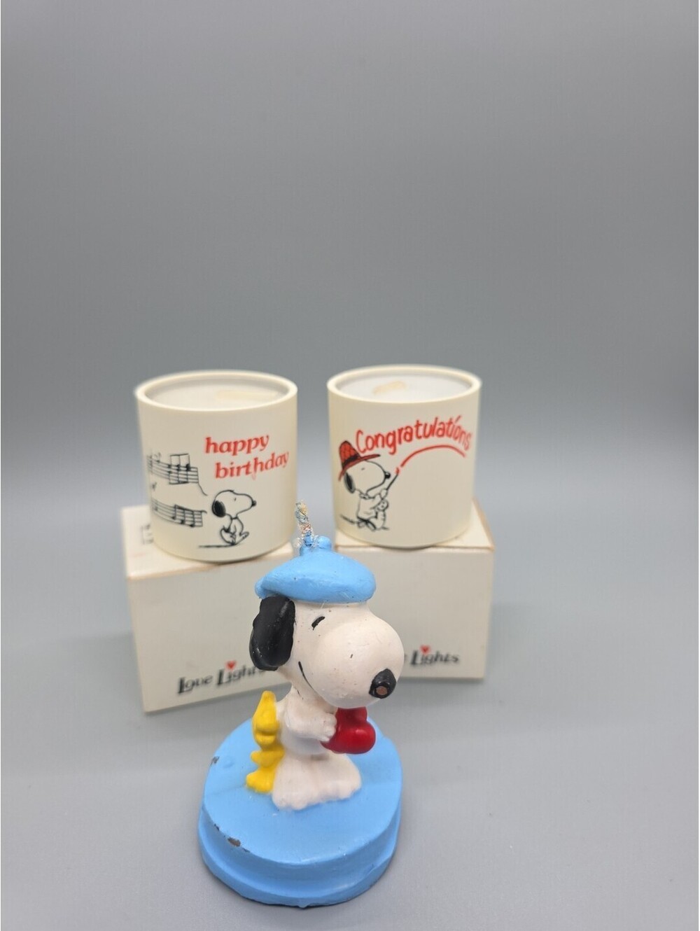 Vintage Rare Find Peanuts Snoopy Woodstock Candle W/matching box Holland Lot